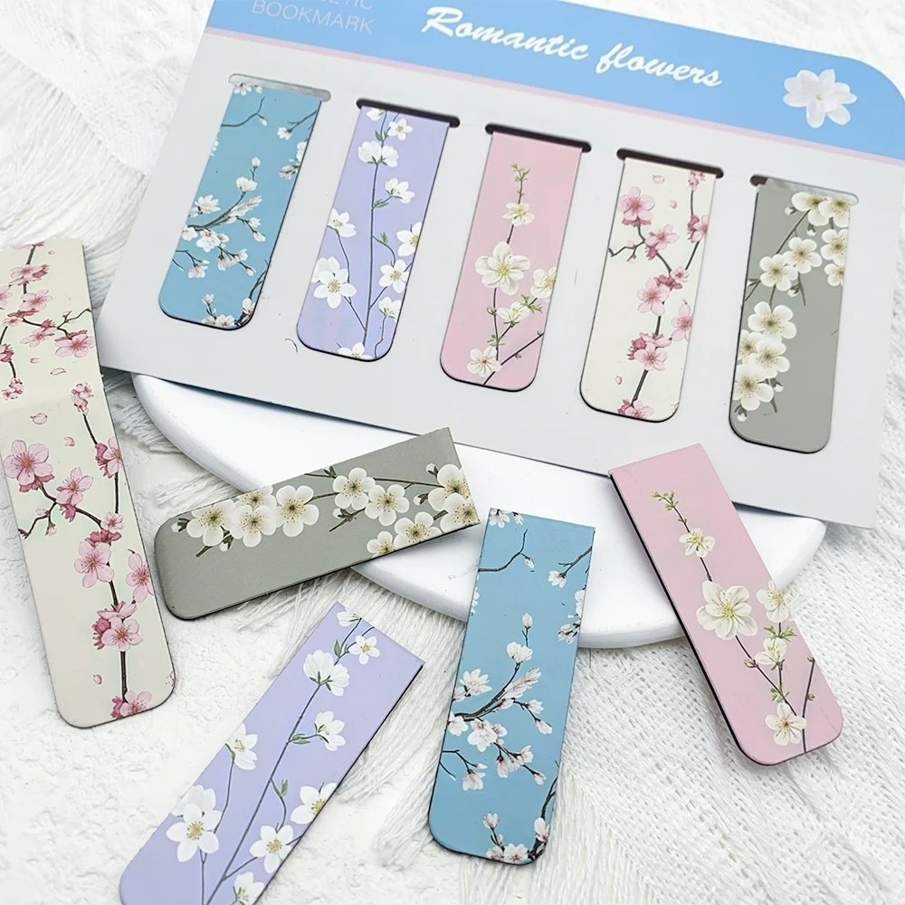 Bookmark Magnetic Clip - 5 Pcs/Set Watercolor Design Magnetic Bookmark
