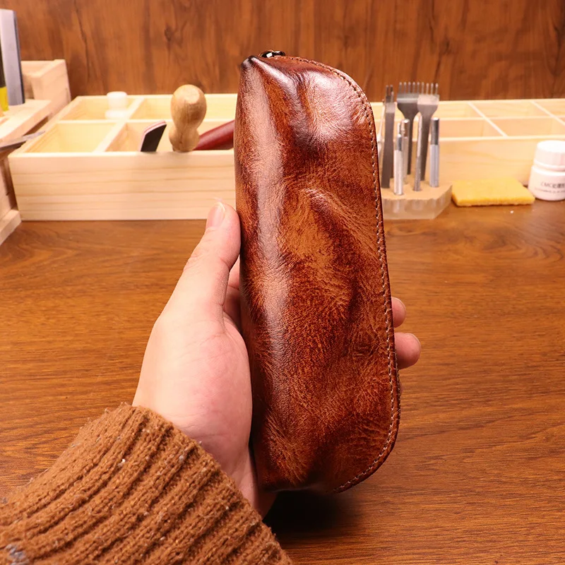 First-layer Cowhide Pencil Cas - огляд і ціна Tan Stationery & Office Supply