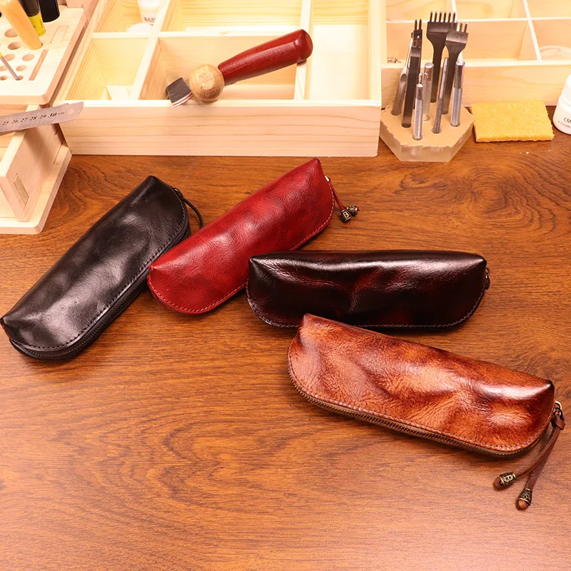 First-layer Cowhide Pencil Cas - огляд і ціна Tan Stationery & Office Supply