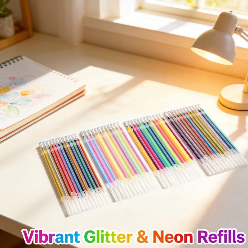 12-100pcs Glitter Pen Refills  - огляд і ціна Gel Ink Pen Set