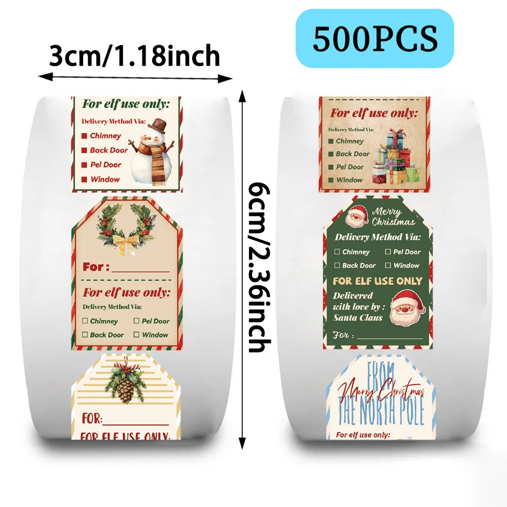 500Pcs Christmas Stickers Roll - огляд і ціна Label Printer Tape